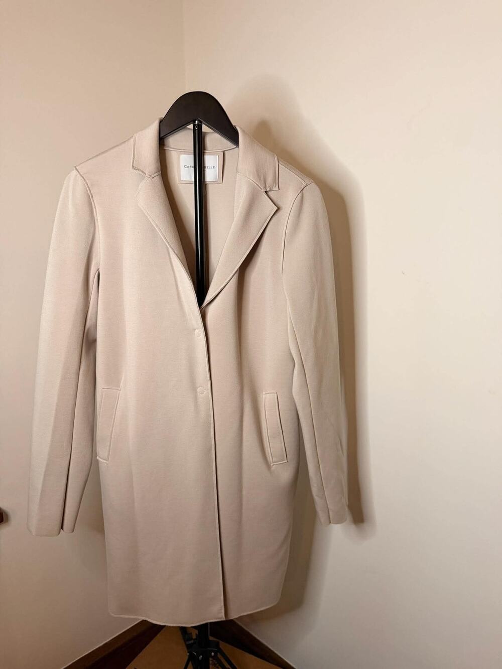 Carolina Belle Montreal Beige Longline Blazer Coat Minimalist - Medium